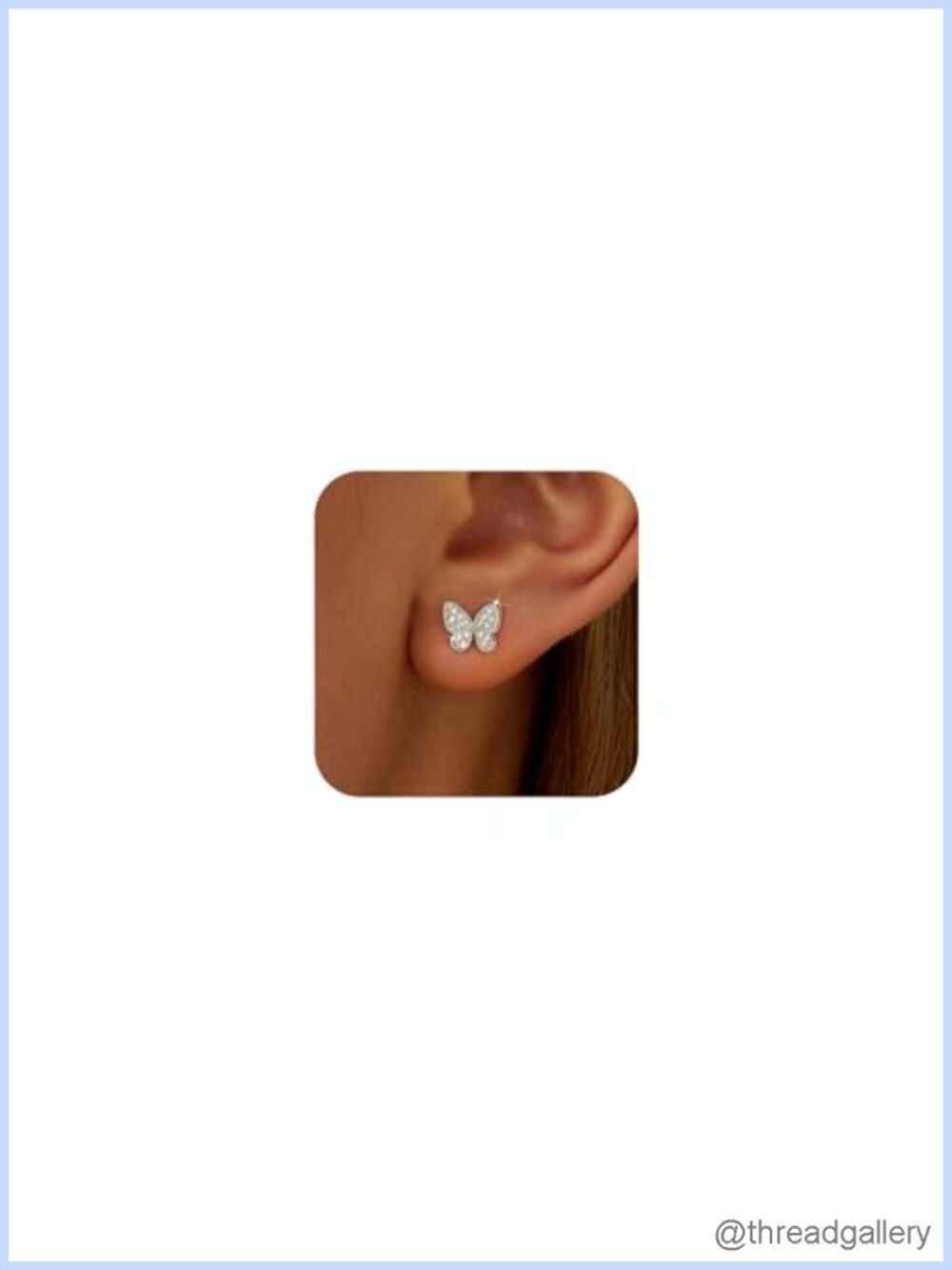 Sterling Silver Butterfly Stud Earrings with Cubic Zirconia